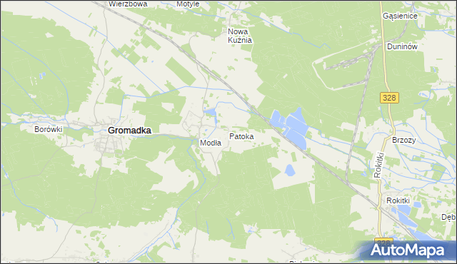 mapa Patoka gmina Gromadka, Patoka gmina Gromadka na mapie Targeo