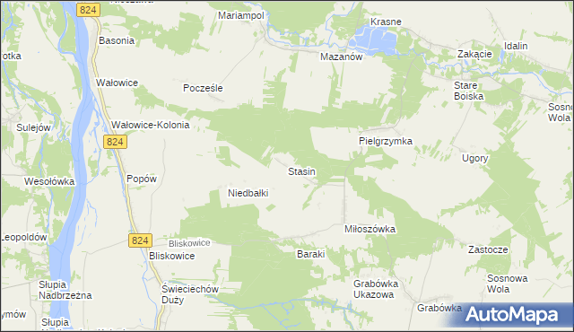 mapa Stasin gmina Józefów nad Wisłą, Stasin gmina Józefów nad Wisłą na mapie Targeo