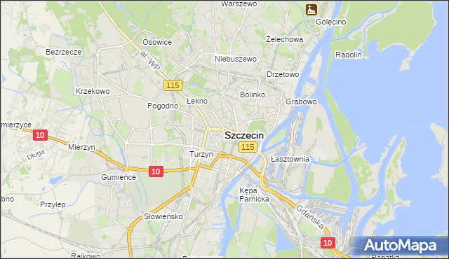 mapa Szczecina, Szczecin na mapie Targeo