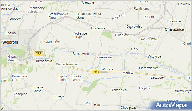 mapa Szreniawa gmina Gołcza, Szreniawa gmina Gołcza na mapie Targeo