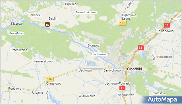 mapa Uścikówiec, Uścikówiec na mapie Targeo
