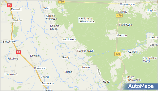 mapa Wojciechów gmina Sieradz, Wojciechów gmina Sieradz na mapie Targeo