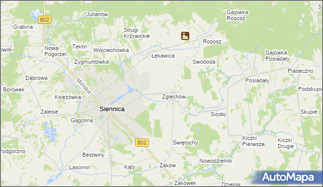mapa Zglechów, Zglechów na mapie Targeo