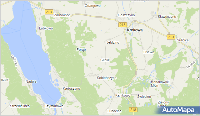 mapa Glinki gmina Krokowa, Glinki gmina Krokowa na mapie Targeo