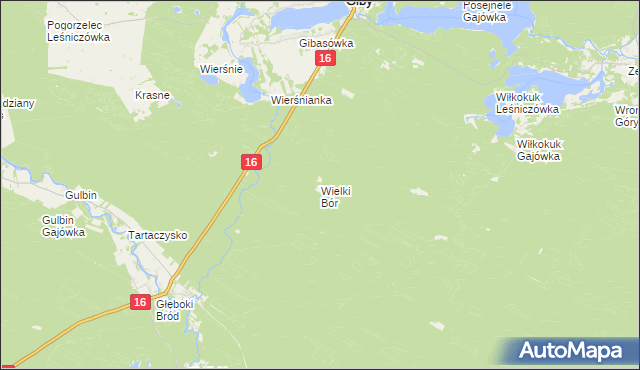 mapa Wielki Bór gmina Giby, Wielki Bór gmina Giby na mapie Targeo