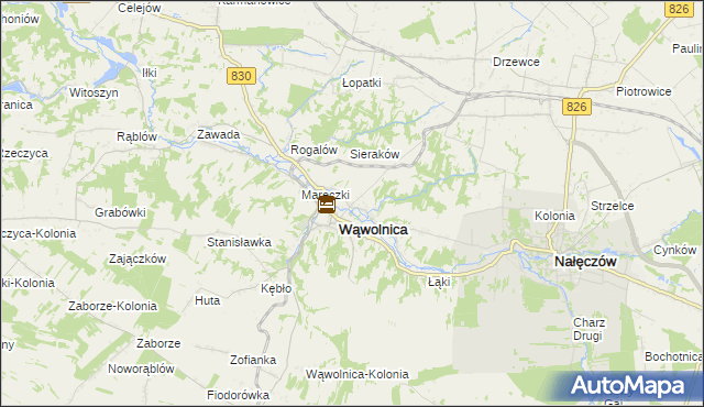 mapa Zarzeka gmina Wąwolnica, Zarzeka gmina Wąwolnica na mapie Targeo