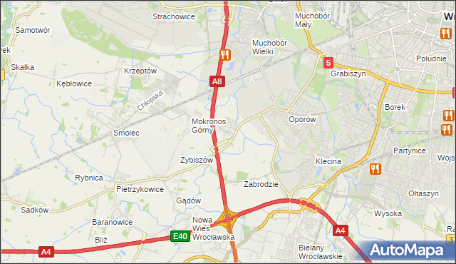 mapa Mokronos Dolny, Mokronos Dolny na mapie Targeo