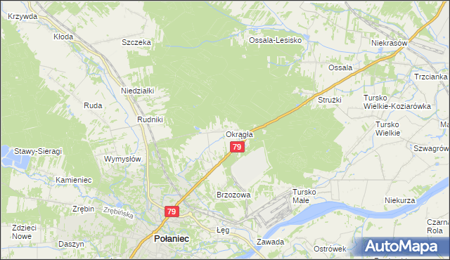 mapa Okrągła, Okrągła na mapie Targeo