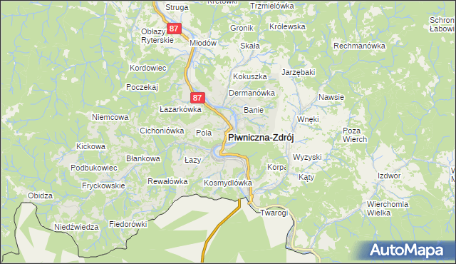 mapa Piwniczna-Zdrój, Piwniczna-Zdrój na mapie Targeo