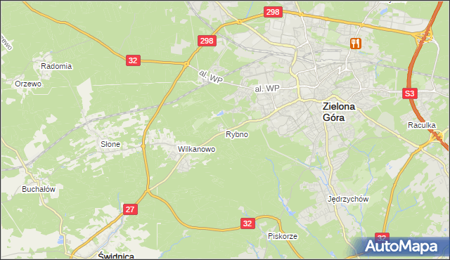 mapa Rybno gmina Świdnica, Rybno gmina Świdnica na mapie Targeo