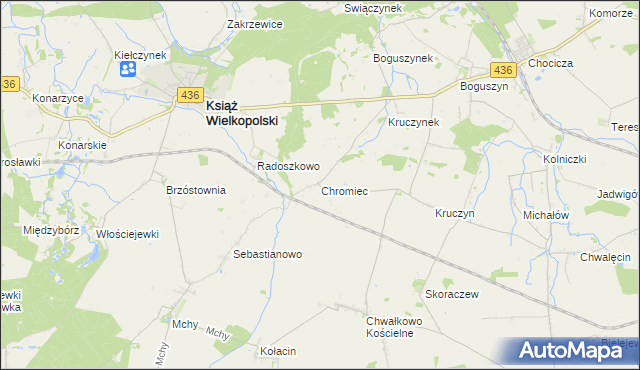 mapa Chromiec gmina Nowe Miasto nad Wartą, Chromiec gmina Nowe Miasto nad Wartą na mapie Targeo