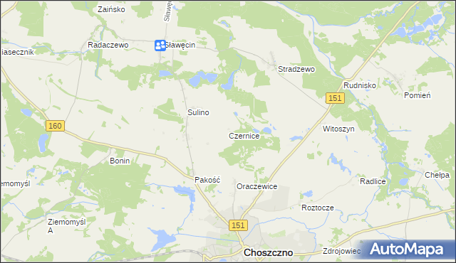 mapa Czernice gmina Choszczno, Czernice gmina Choszczno na mapie Targeo