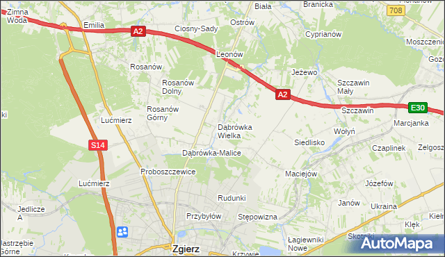 mapa Dąbrówka-Strumiany, Dąbrówka-Strumiany na mapie Targeo