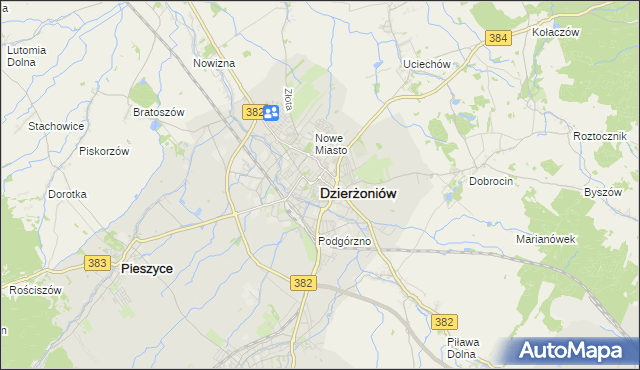 mapa Dzierżoniów, Dzierżoniów na mapie Targeo