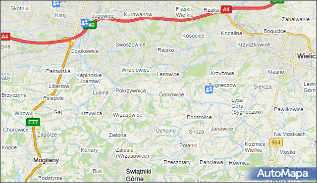 mapa Golkowice, Golkowice na mapie Targeo