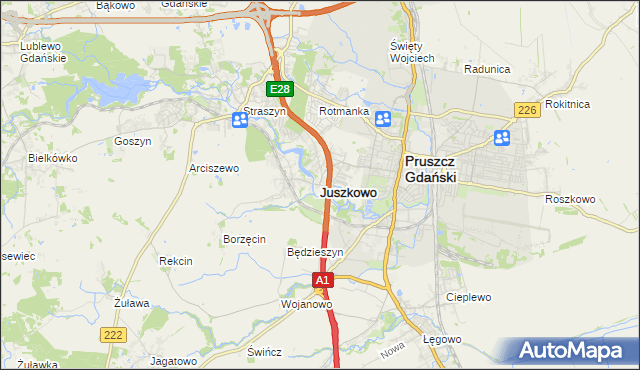 mapa Juszkowo, Juszkowo na mapie Targeo