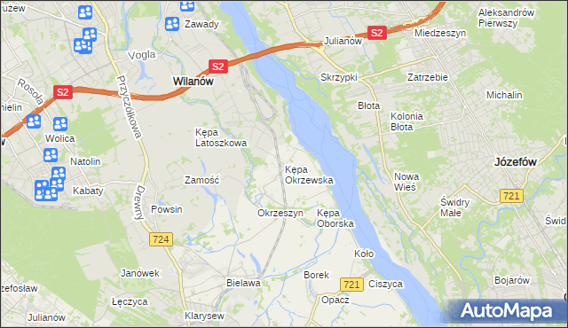 mapa Kępa Okrzewska, Kępa Okrzewska na mapie Targeo