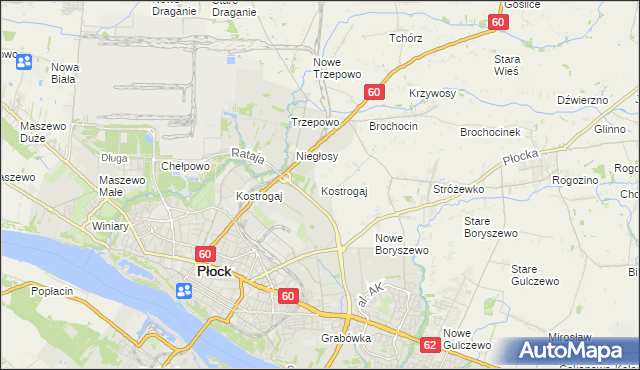 mapa Kostrogaj, Kostrogaj na mapie Targeo