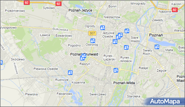 mapa Łazarz gmina Poznań, Łazarz gmina Poznań na mapie Targeo