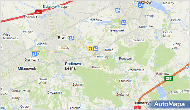 mapa Otrębusy, Otrębusy na mapie Targeo