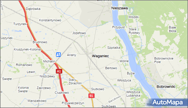 mapa Plebanka gmina Waganiec, Plebanka gmina Waganiec na mapie Targeo