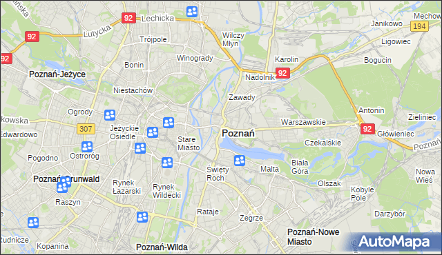 mapa Poznania, Poznań na mapie Targeo