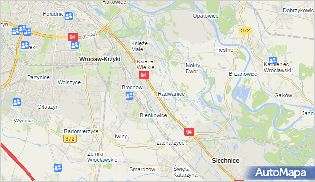 mapa Radwanice gmina Siechnice, Radwanice gmina Siechnice na mapie Targeo