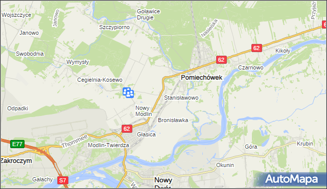 mapa Stanisławowo gmina Pomiechówek, Stanisławowo gmina Pomiechówek na mapie Targeo