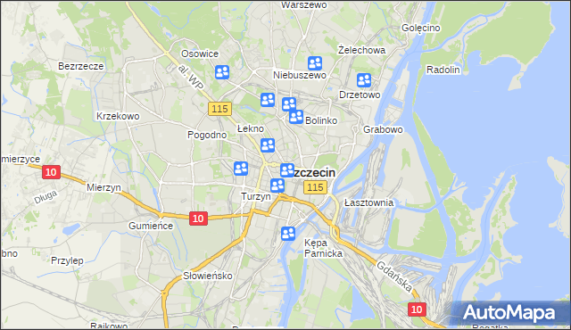 mapa Szczecina, Szczecin na mapie Targeo