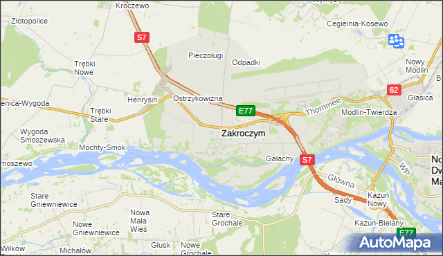 mapa Zakroczym, Zakroczym na mapie Targeo