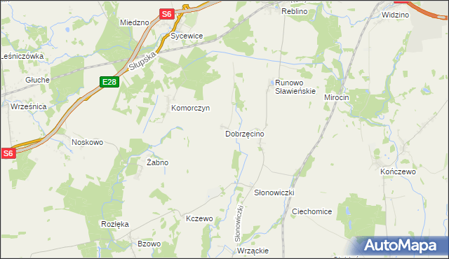 mapa Dobrzęcino, Dobrzęcino na mapie Targeo