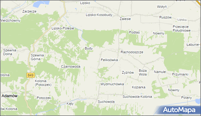 mapa Feliksówka gmina Adamów, Feliksówka gmina Adamów na mapie Targeo