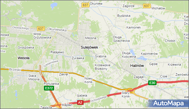 mapa Grabina gmina Halinów, Grabina gmina Halinów na mapie Targeo