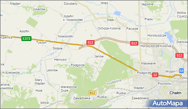 mapa Janów gmina Chełm, Janów gmina Chełm na mapie Targeo