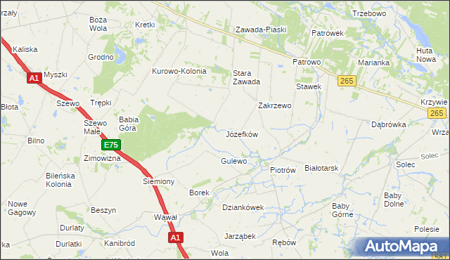 mapa Józefków gmina Gostynin, Józefków gmina Gostynin na mapie Targeo
