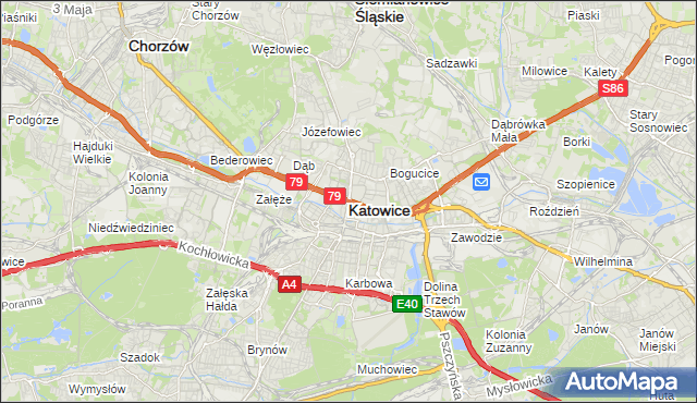 mapa Katowic, Katowice na mapie Targeo