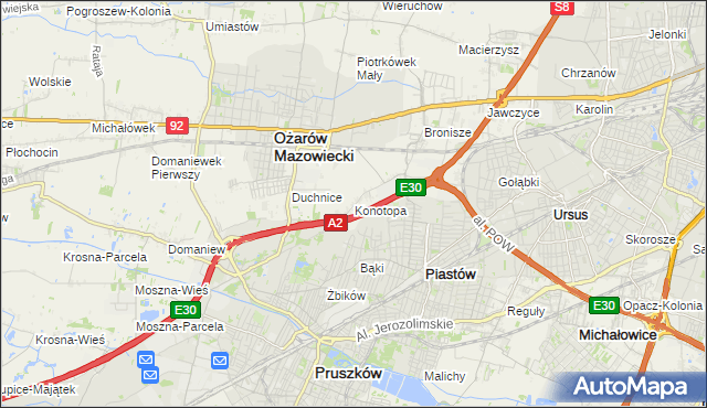 mapa Konotopa gmina Ożarów Mazowiecki, Konotopa gmina Ożarów Mazowiecki na mapie Targeo