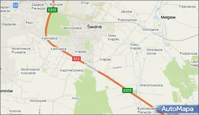mapa Krępiec gmina Mełgiew, Krępiec gmina Mełgiew na mapie Targeo