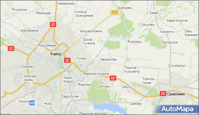 mapa Nędzerzew gmina Opatówek, Nędzerzew gmina Opatówek na mapie Targeo