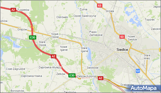 mapa Stare Iganie, Stare Iganie na mapie Targeo