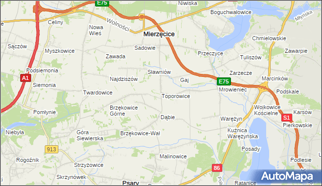 mapa Toporowice, Toporowice na mapie Targeo