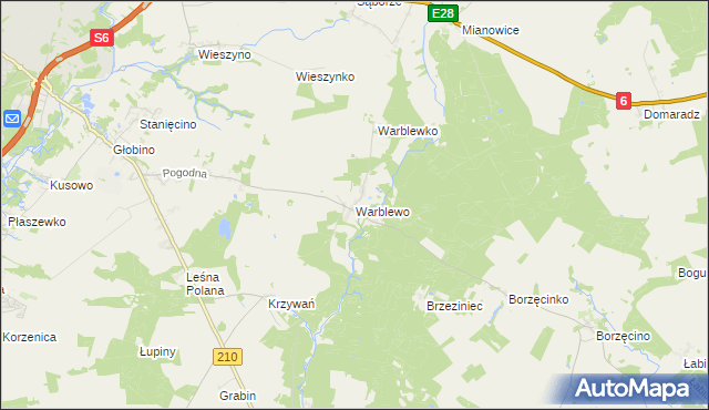 mapa Warblewo gmina Słupsk, Warblewo gmina Słupsk na mapie Targeo