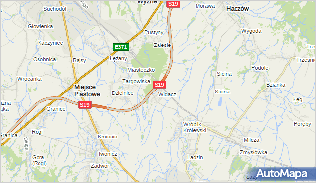 mapa Widacz gmina Miejsce Piastowe, Widacz gmina Miejsce Piastowe na mapie Targeo