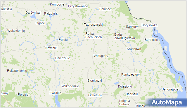 mapa Widugiery, Widugiery na mapie Targeo