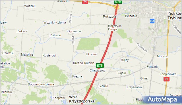 mapa Wola Rokszycka, Wola Rokszycka na mapie Targeo