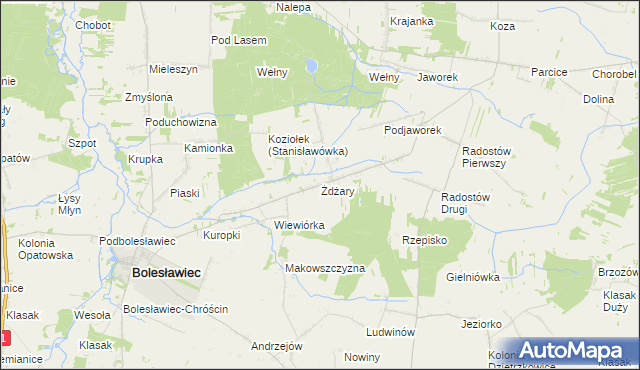 mapa Żdżary gmina Bolesławiec, Żdżary gmina Bolesławiec na mapie Targeo