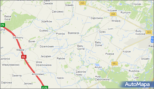 mapa Baby Górne, Baby Górne na mapie Targeo