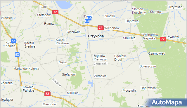 mapa Bądków Pierwszy, Bądków Pierwszy na mapie Targeo