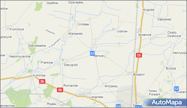 mapa Benice gmina Krotoszyn, Benice gmina Krotoszyn na mapie Targeo