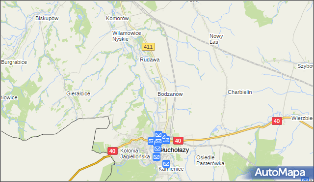 mapa Bodzanów gmina Głuchołazy, Bodzanów gmina Głuchołazy na mapie Targeo